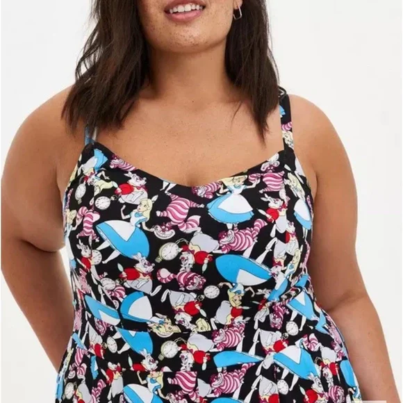 Torrid Her Universe Disney Alice In Wonderland Tea Party Romper - Picture 5 of 7